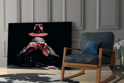 The Mysterious Gambler Glass Wall Art