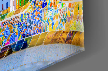 Mosaic Terrace Barcelona Sunset Skyline Glass Wall Art