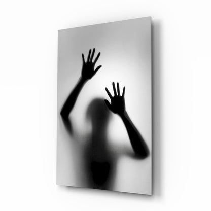 Monochrome Shadow Hands Silhouette Glass Wall Art