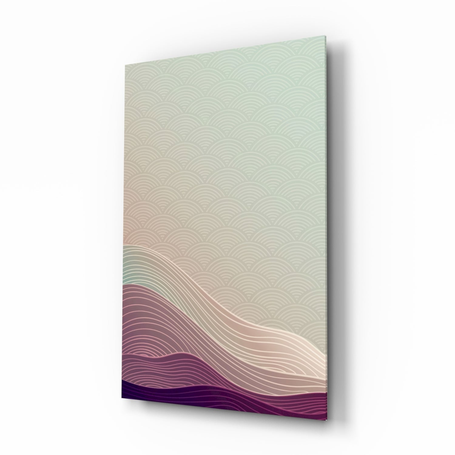 Line Art Waves Pastel Dunes Glass Wall Art