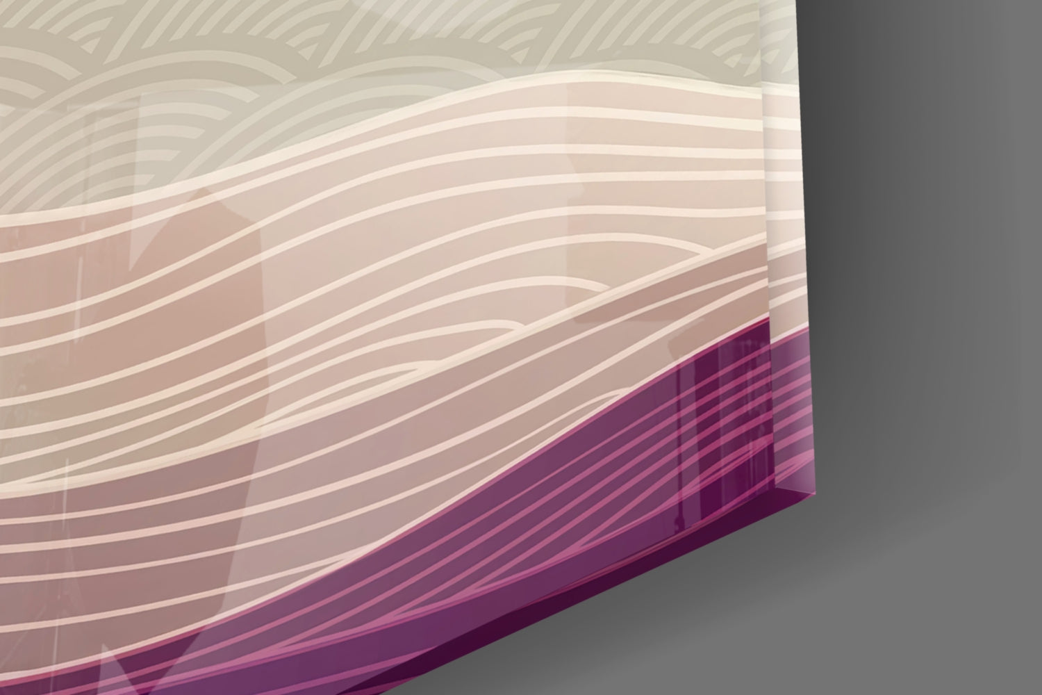 Line Art Waves Pastel Dunes Glass Wall Art