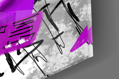 Pink Graffiti Cogito Bust Glass Wall Art
