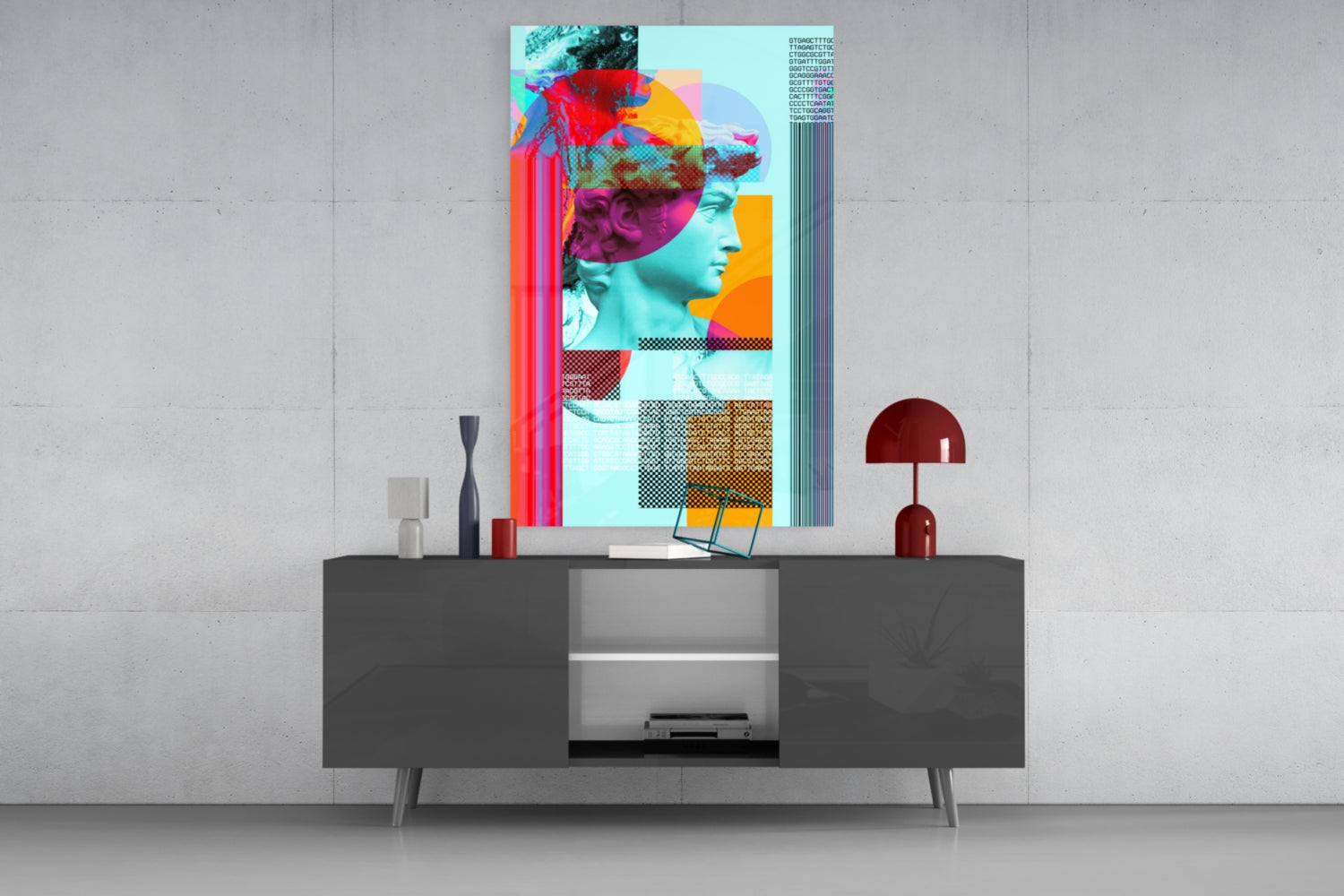 Pop Art Apollo DNA Collage Glass Wall Art