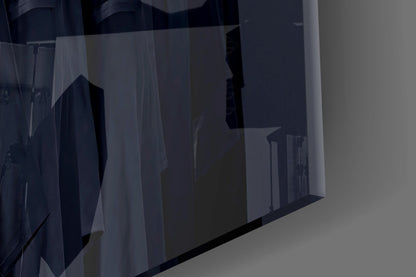 Hooded Figures in Shadow Glass Wall Art