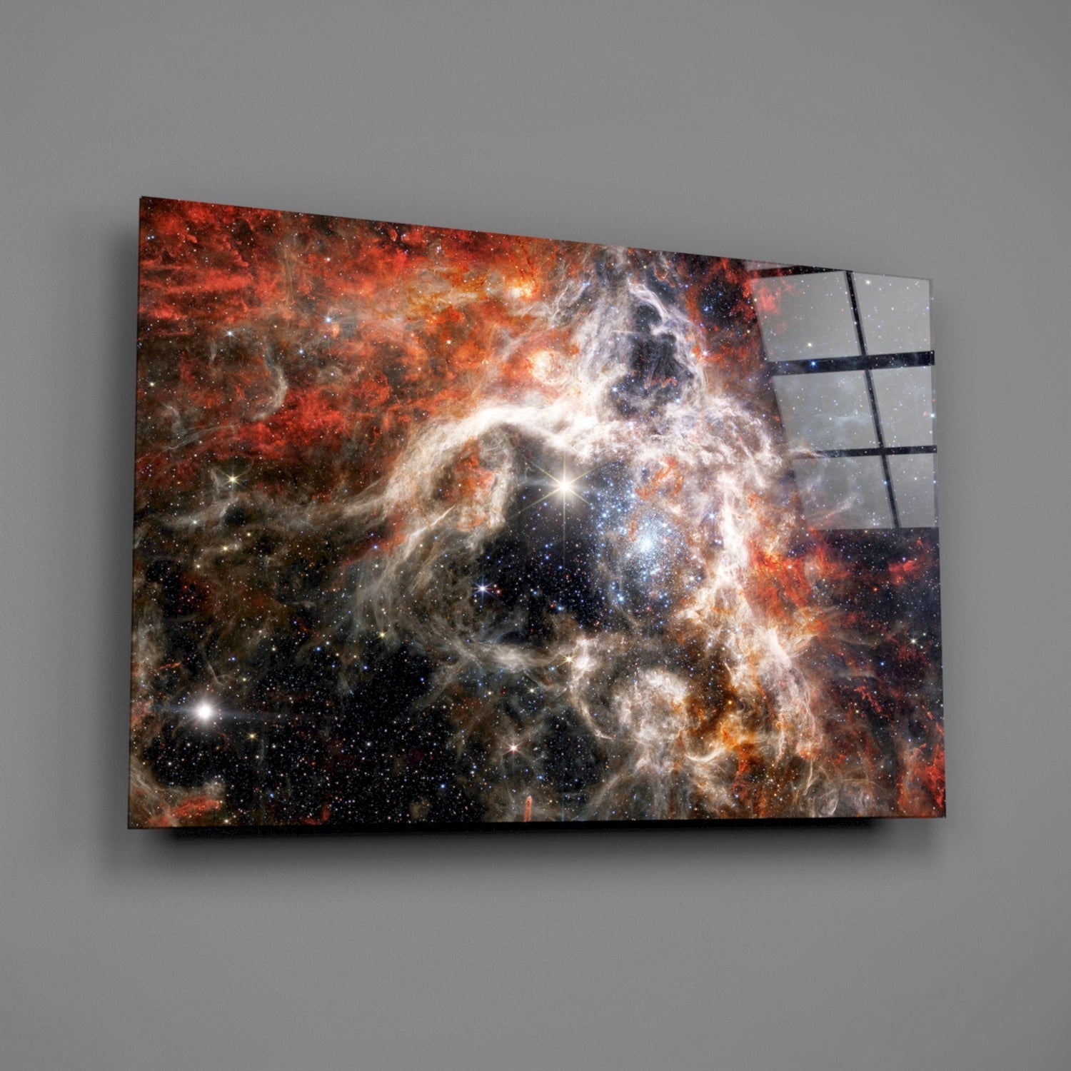Fiery Filament Nebula Star Cluster Glass Wall Art