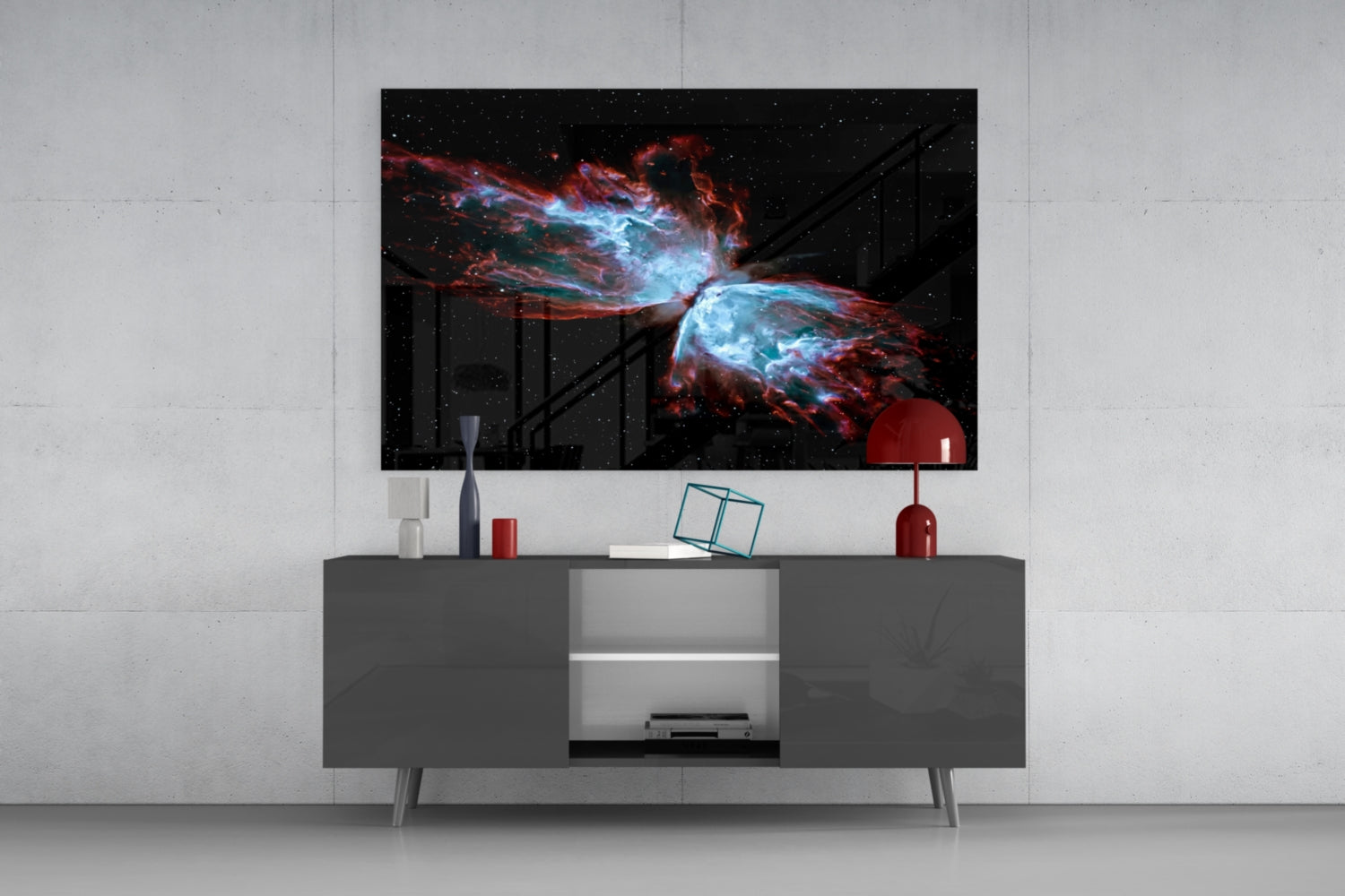 Space Red Glass Wall Art