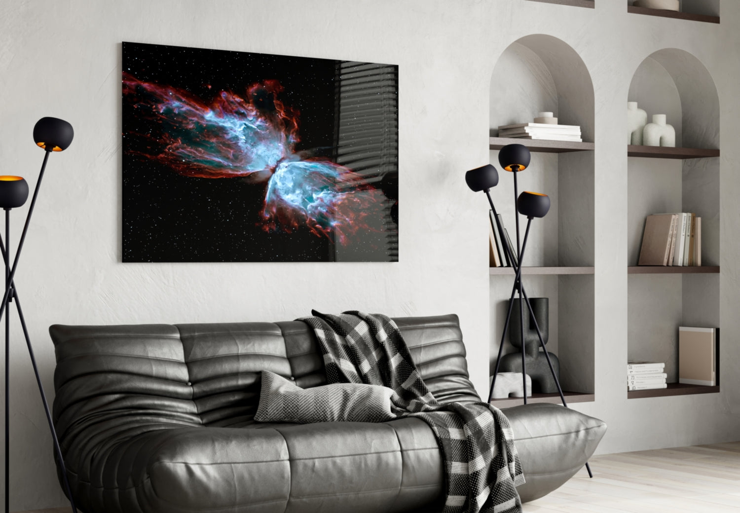 Space Red Glass Wall Art