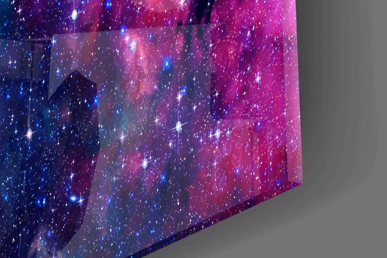 Deep Blue Violet Cosmic Nebula Clouds Glass Wall Art