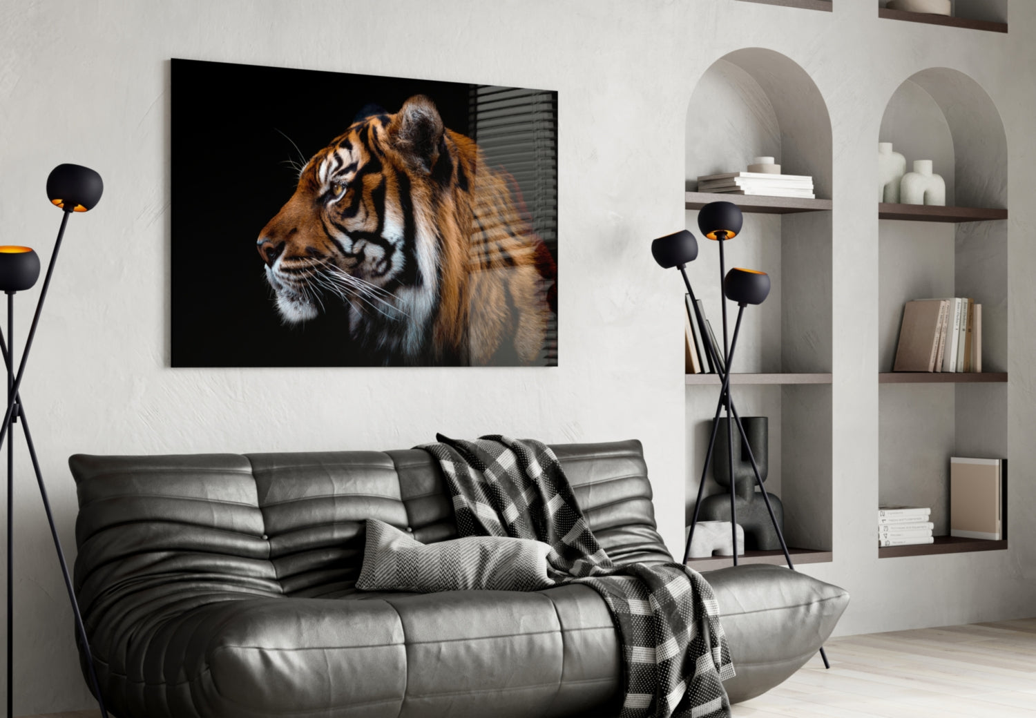 Tiger Side Profile Glass Wall Art