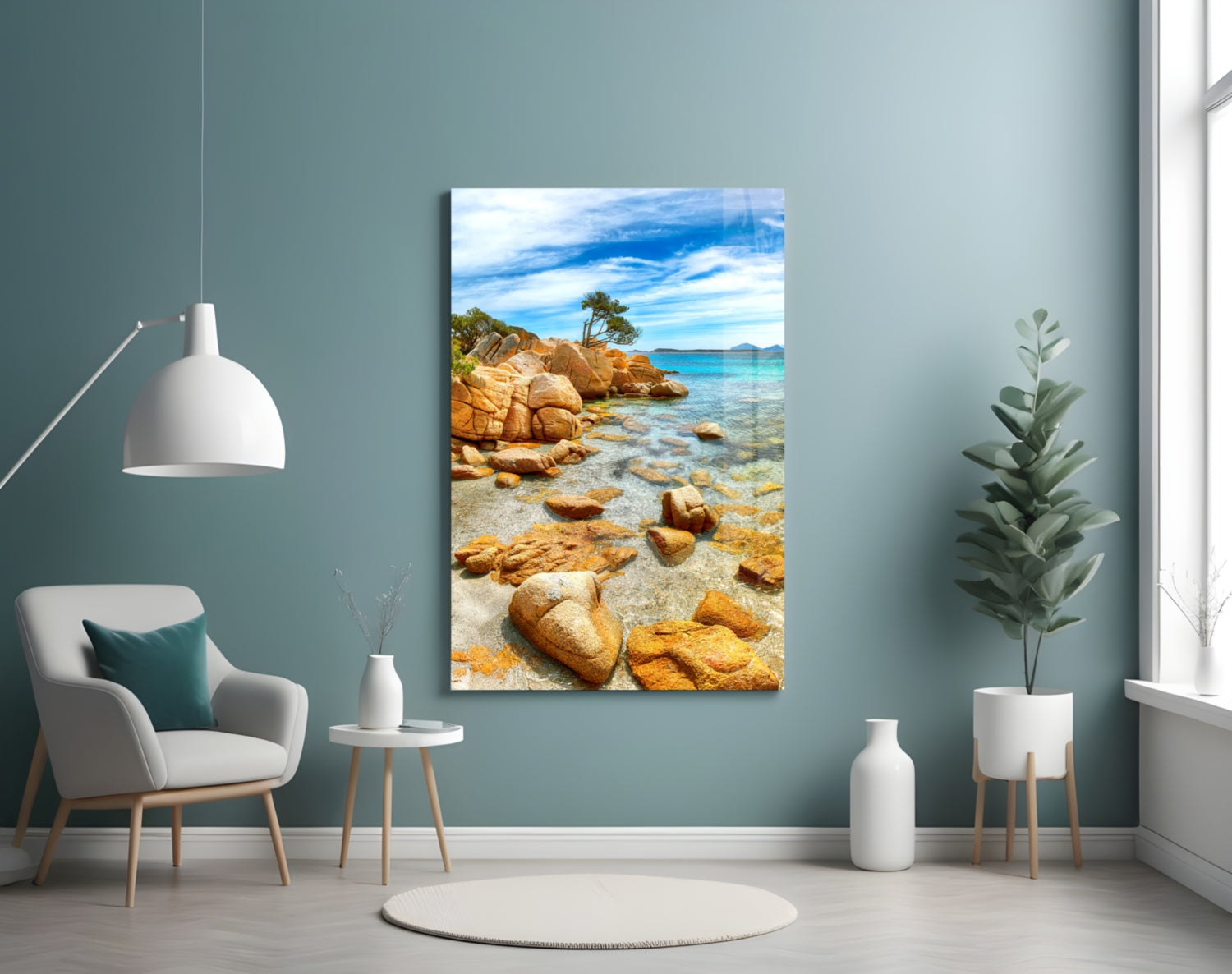 Beach View Glass Wall Art