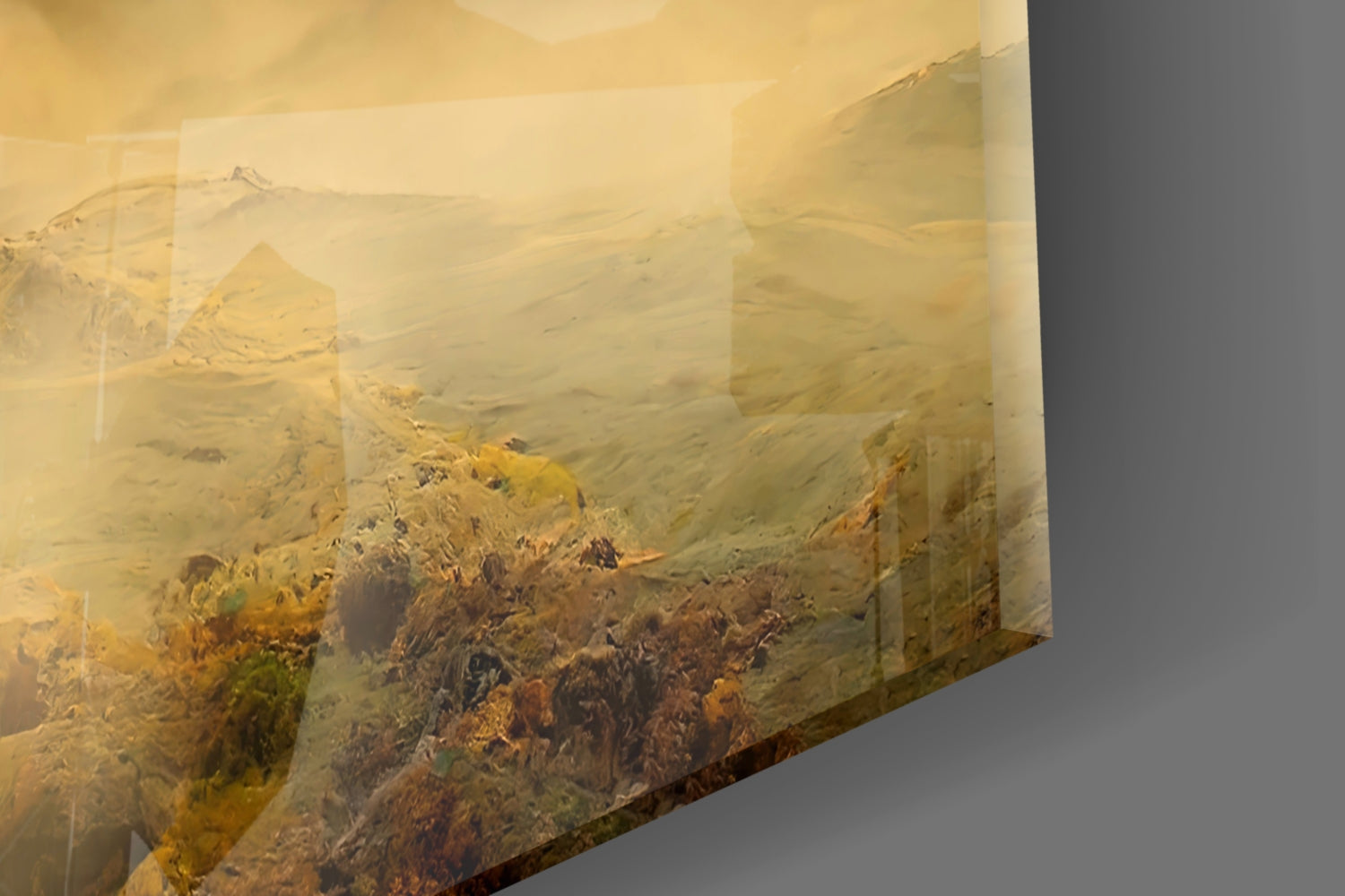 Golden Mist Rolling Hills Dawn Glass Wall Art