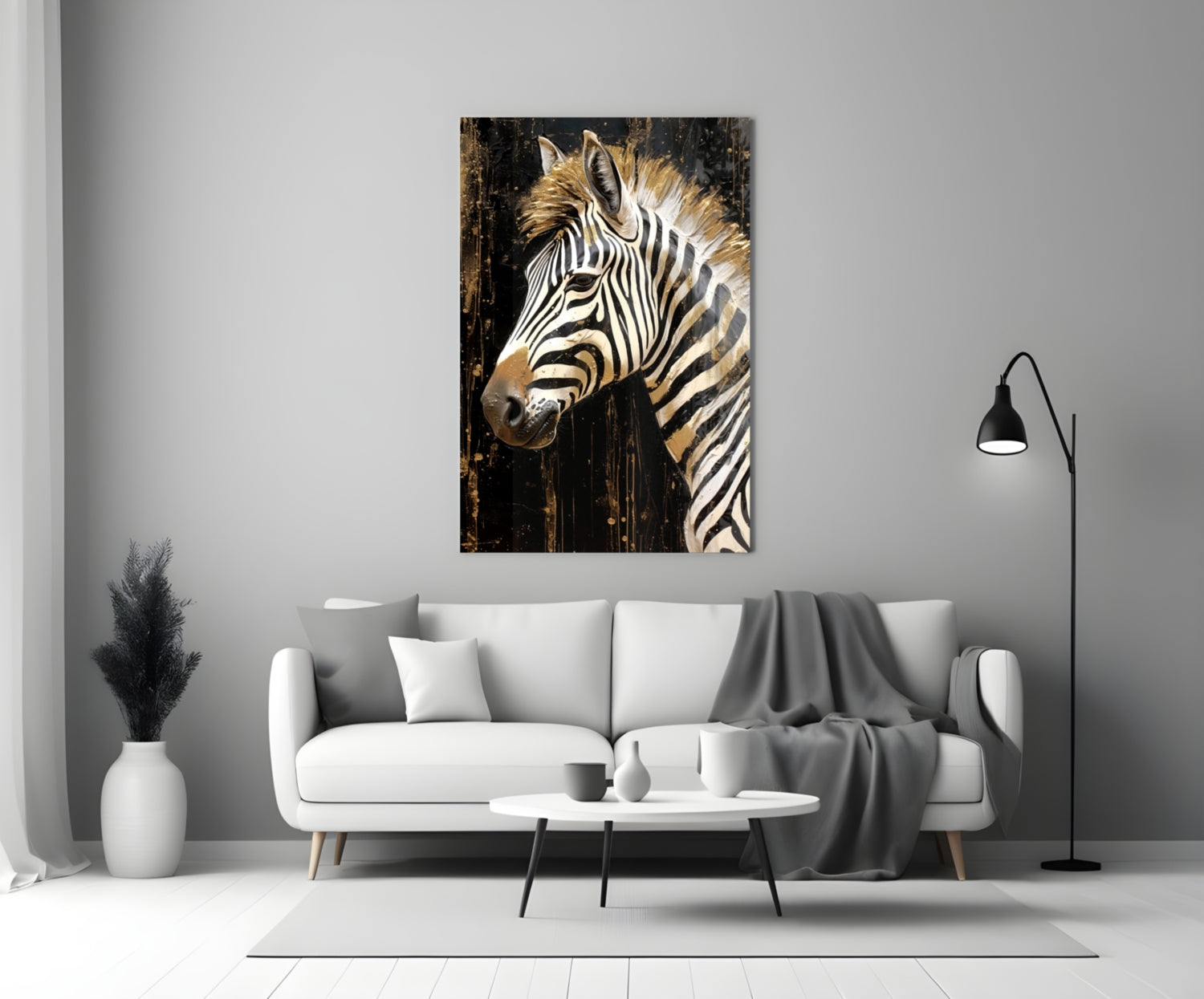 Golden Mane Zebra Glass Wall Art