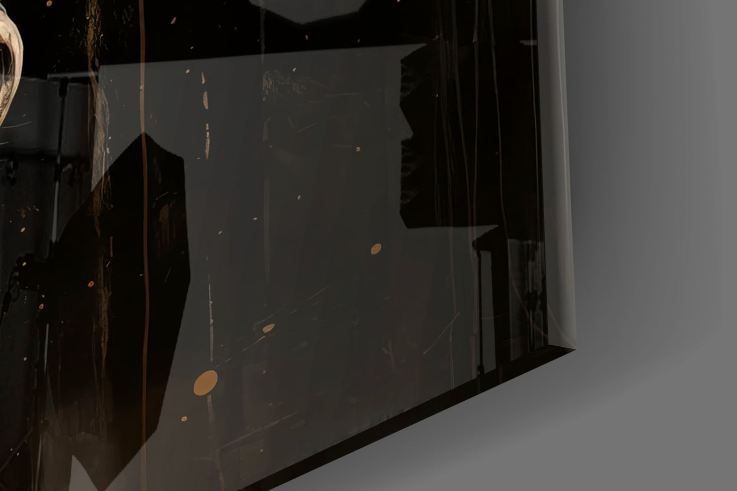 Golden Horse Head Black Glass Wall Art