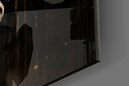 Golden Horse Head Black Glass Wall Art