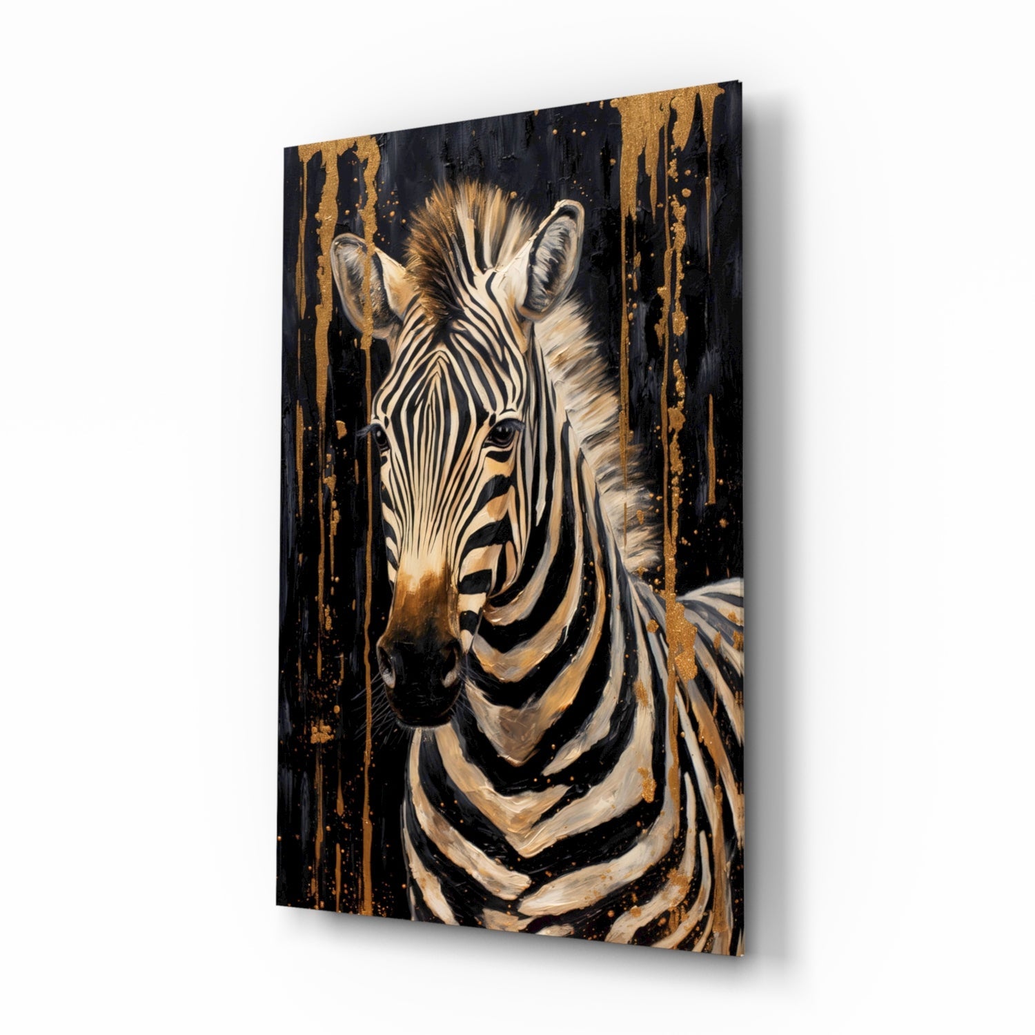 Gilded Front Zebra Glass Wall Art