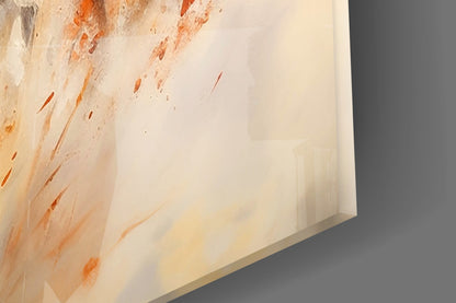 Four Running Horses Ochre Glass Wall Art