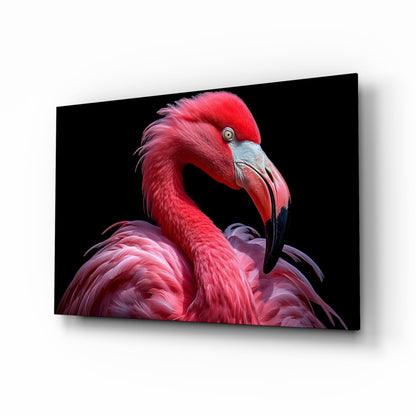 Vivid Pink Flamingo Portrait Glass Wall Art