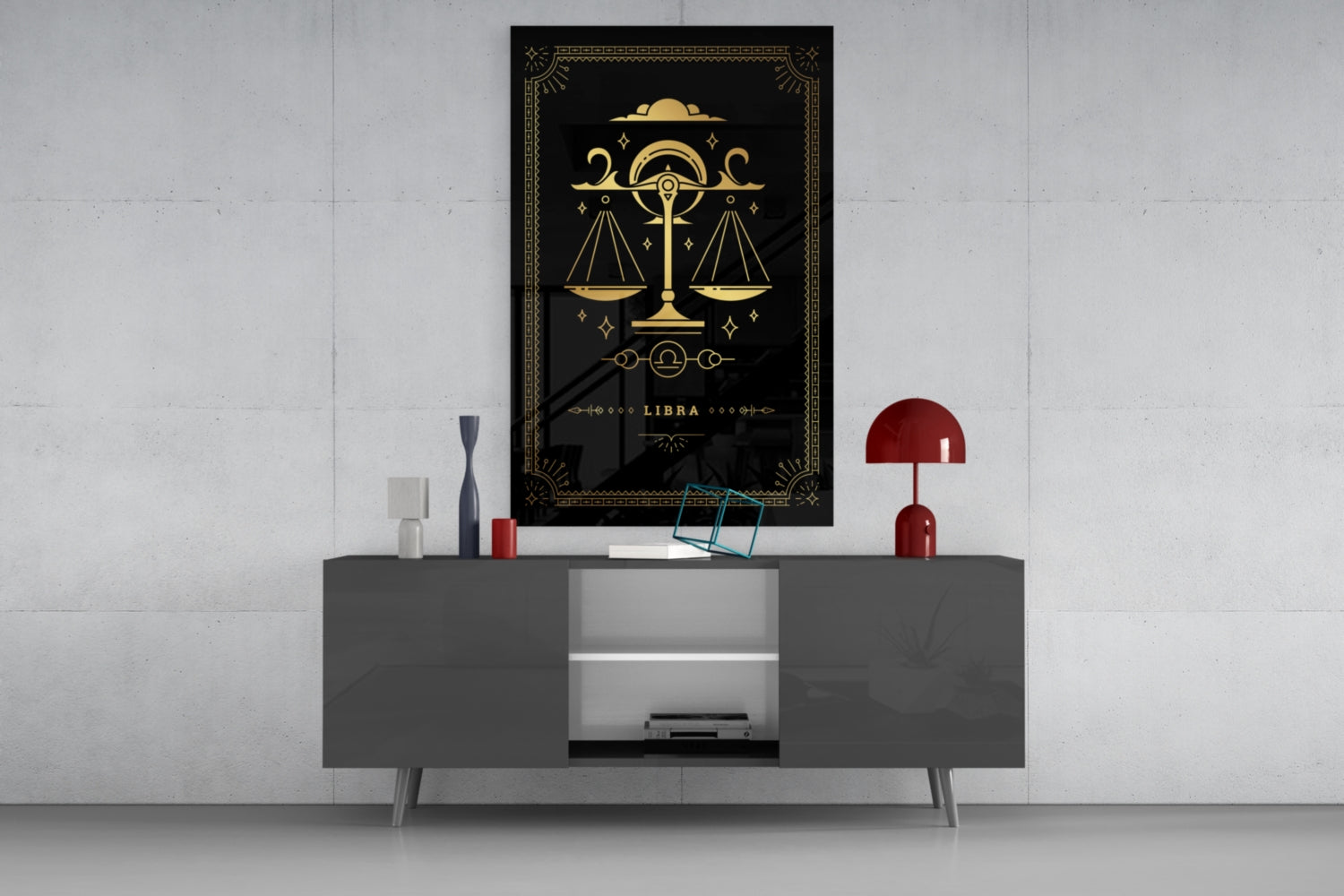 Libra Zodiac Sign Glass Wall Art
