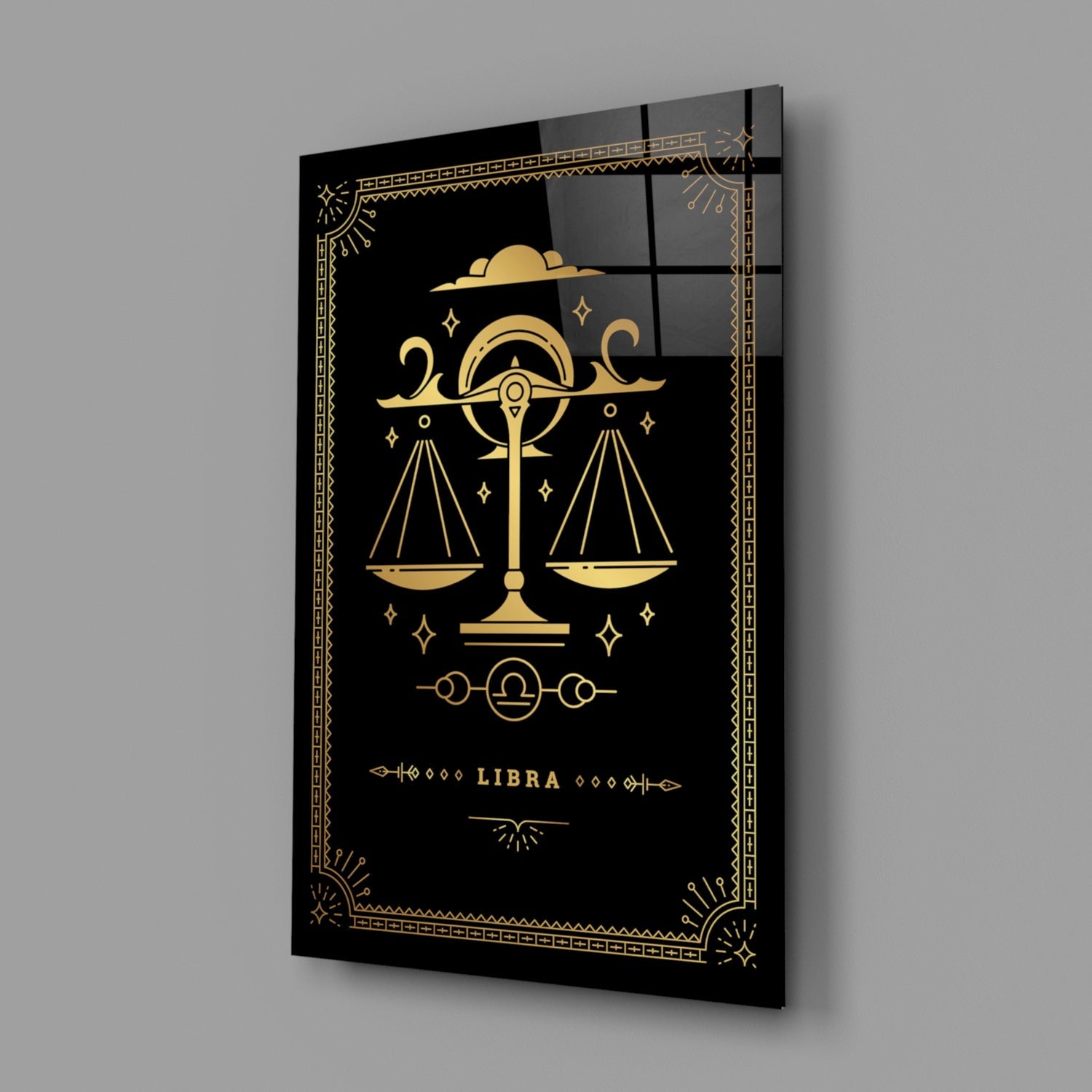 Libra Zodiac Sign Glass Wall Art