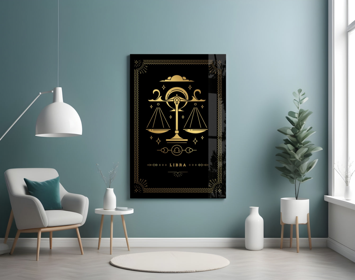 Libra Zodiac Sign Glass Wall Art