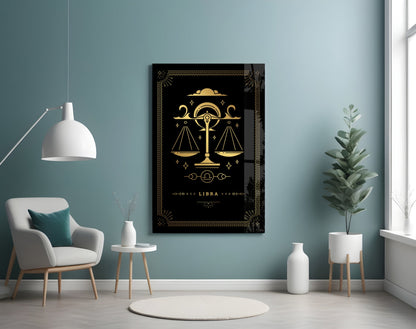 Libra Zodiac Sign Glass Wall Art