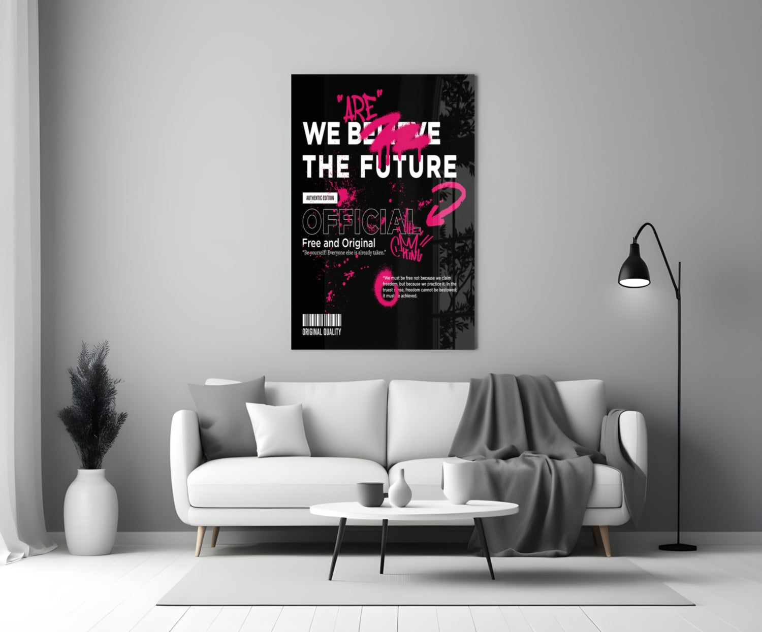 Pink Graffiti Slogan Black Typography Glass Wall Art