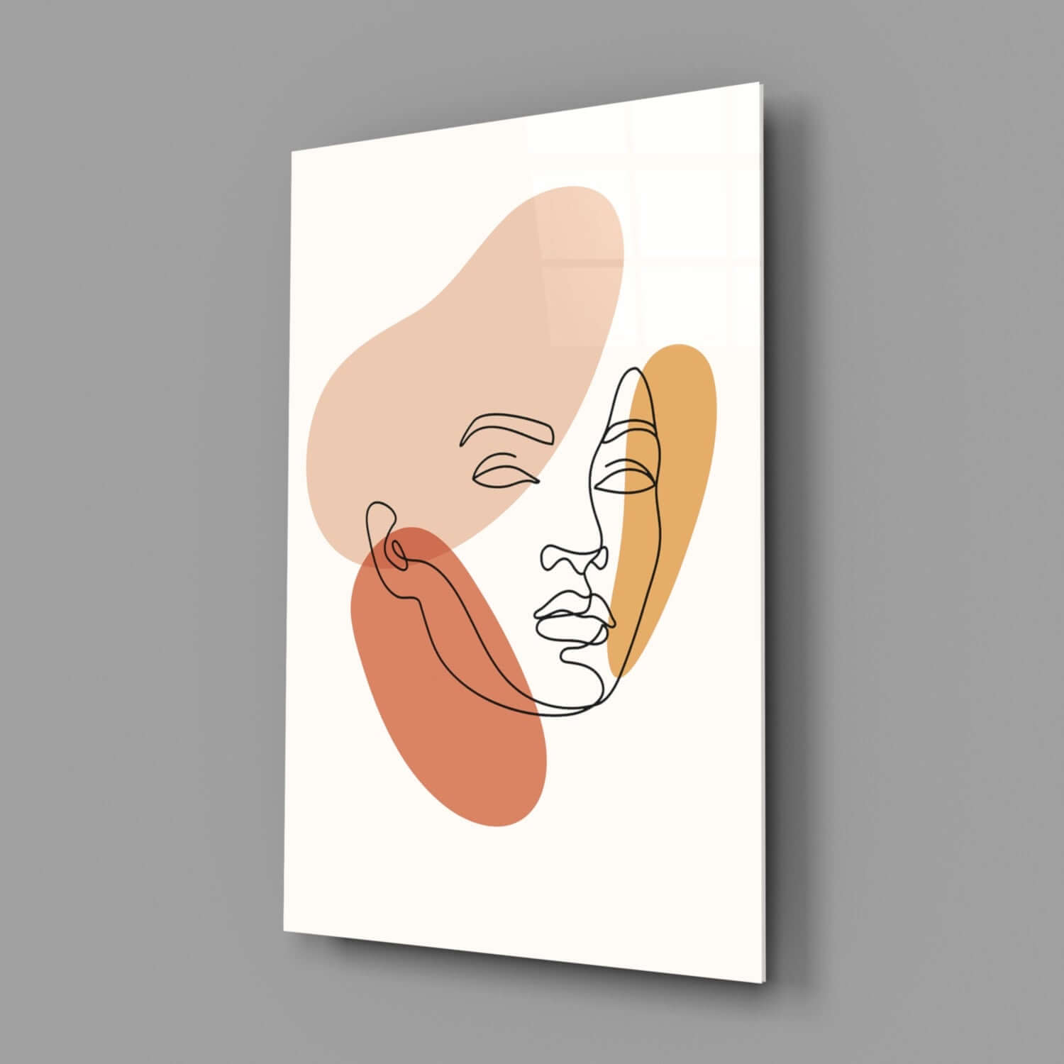 Abstract Face Organic Shapes Glass Wall Art