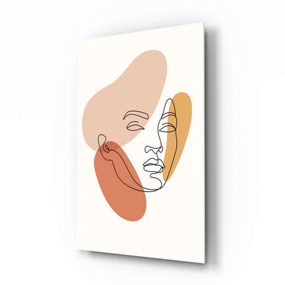 Abstract Face Organic Shapes Glass Wall Art